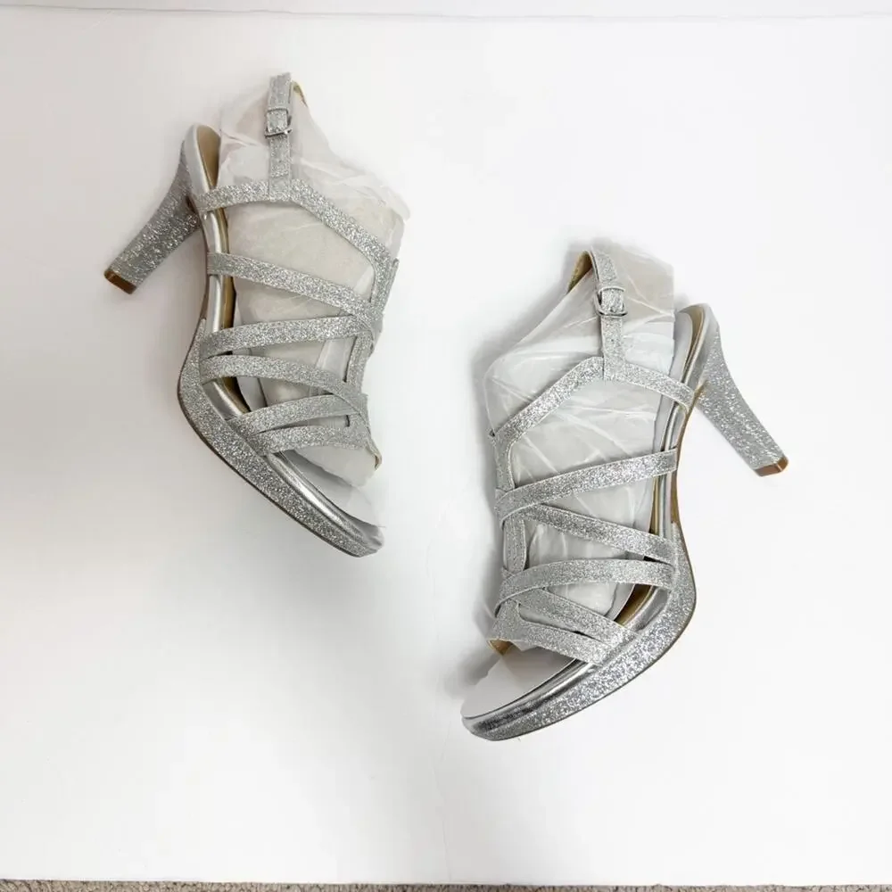 NATURALIZER BAYLOR WOMEN SANDAL SILVER GLITTER SIZE 7 BRAND NEW WITHOUT BOX - Picture 9 of 9